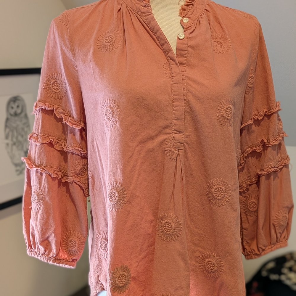 Women's Embroidered Peach Blouse
